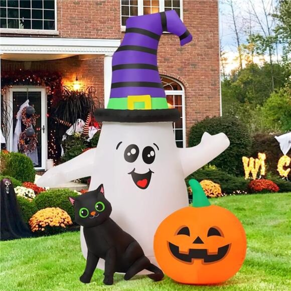 GOOSH 5 FT Halloween Inflatables Ghost Outdoor Decorations Blow Up Yard Cute - Picture 4 of 7